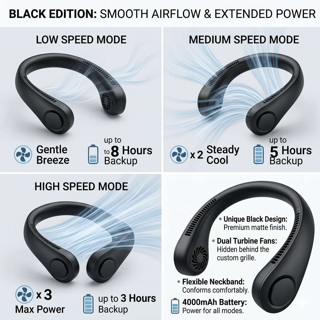 NeckFan - Portable Neck Fan | Soft Airflow | Outdoor & Travel